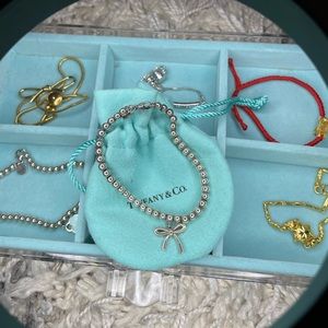 Tiffany&Co sterling silver beaded bow bracelet.